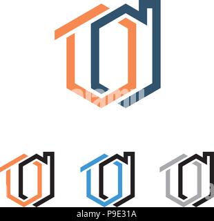 House Real Estate Hexagon Chain Line Symbol Stock Vector