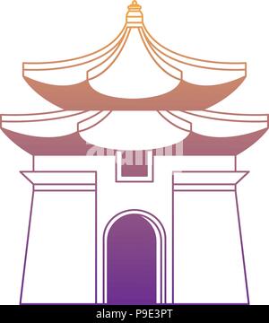 The Chiang Kai Shek Memorial Hall icon over white background, vector illustration Stock Vector