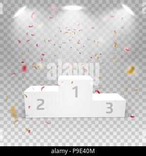 White winners podium with confetti  Stock Vector
