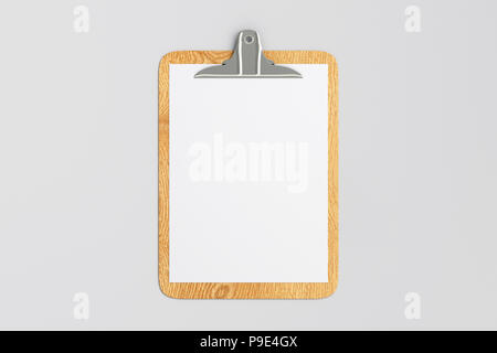 White clipboard with blank white paper pages isolated on black ...