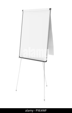 Blank flip chart standing isolated on white background with clipping path Stock Photo