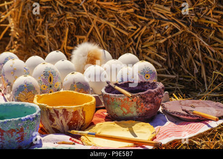 Decorative painted Easter eggs,painted Easter eggs, handmade. Stock Photo
