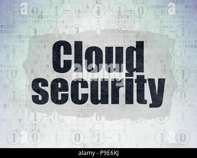Cloud networking concept: Painted black text Cloud Security on Digital Data Paper background with  Scheme Of Binary Code Stock Photo