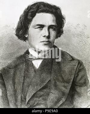 Anton Grigorievich Rubinstein (1829- 1894). Russian composer, conductor and pianist. Portrait. Engraving. Stock Photo