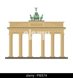 Flat design isolated vector icon of Brandenburg Gate at Berlin, Germany Stock Vector