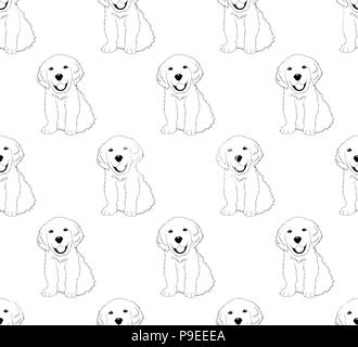 Labrador Golden Retriever Dog Seamless on White Background. Vector Illustration Stock Vector