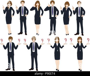 Set Cartoon Business People isolated on White Background No.4. Vector Illustration. Stock Vector