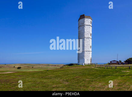 The Chalk lighthouse and Summer weather at Flamborough Head, Easy Yorkshire Stock Photo