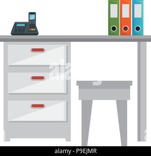 office workplace with telephone scene Stock Vector