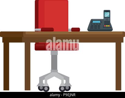 office workplace with telephone scene Stock Vector