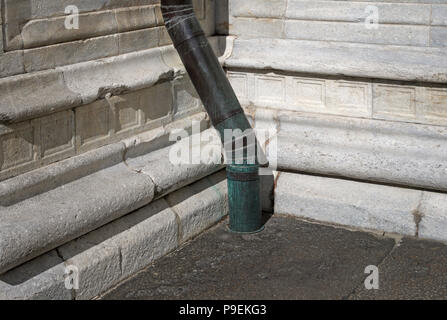drainpipe on the external wall of a church Stock Photo