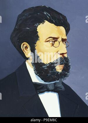 Georges Bizet (1838-1875). French composer. Portrait. Watercolor. Stock Photo