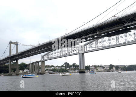 tamar bridge from Cornwall side Stock Photo