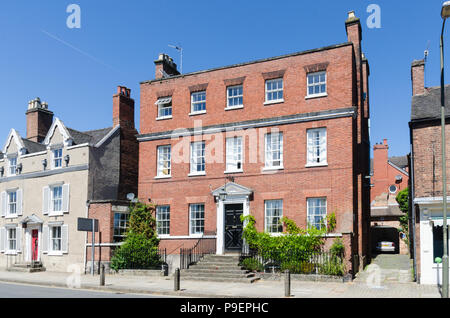 Georgian style red brick house in the Derbyshire Dales market town of Ashbourne Stock Photo