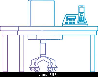 office workplace with telephone scene Stock Vector