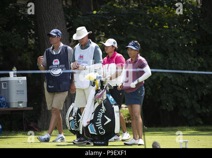 Sylvania, OH, USA. 15th July, 2018. Yani Tseng and Brianna Do wait to tee off at the LPGA Marathon Classic in Sylvania, Ohio on July 13, 2018. Credit: Mark Bialek/ZUMA Wire/Alamy Live News Stock Photo