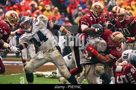 San Francisco, California, USA. 29th Dec, 1996. San Francisco 49ers vs. Philadelphia  Eagles at Candlestick Park Sunday, December 29, 1996. 49ers beat Eagles  14-0. San Francisco 49ers linebacker Ken Norton (51) and