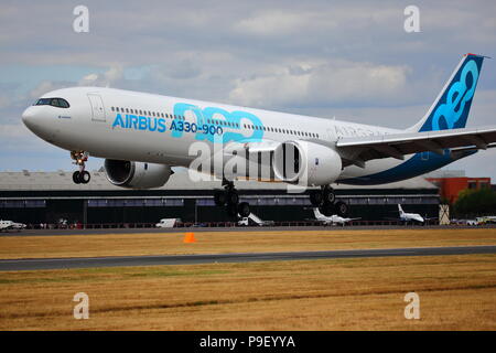 Farnborough, UK. 17th July 2018. The big aircraft manufacturers showed the agility and maneuverabilty of their latest aircraft during today's flying display . Credit: Uwe Deffner/Alamy Live News Stock Photo