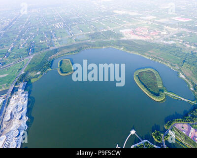 Rugao, Rugao, China. 18th July, 2018. Rugao, CHINA-Aerial photography of Longyou Lake in Rugao, east China's Jiangsu Province. Credit: SIPA Asia/ZUMA Wire/Alamy Live News Stock Photo