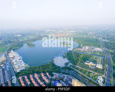 Rugao, Rugao, China. 18th July, 2018. Rugao, CHINA-Aerial photography of Longyou Lake in Rugao, east China's Jiangsu Province. Credit: SIPA Asia/ZUMA Wire/Alamy Live News Stock Photo