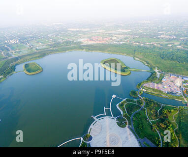 Rugao, Rugao, China. 18th July, 2018. Rugao, CHINA-Aerial photography of Longyou Lake in Rugao, east China's Jiangsu Province. Credit: SIPA Asia/ZUMA Wire/Alamy Live News Stock Photo