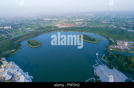 Rugao, Rugao, China. 18th July, 2018. Rugao, CHINA-Aerial photography of Longyou Lake in Rugao, east China's Jiangsu Province. Credit: SIPA Asia/ZUMA Wire/Alamy Live News Stock Photo