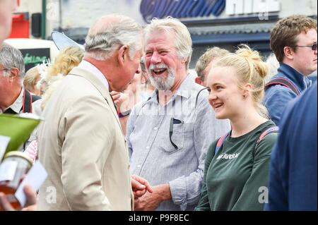 Honiton, Devon, UK.  18th July 2018.   The Duke and Duchess of Cornwall visit the Gate to Plate food market at Honiton in Devon.  Picture Credit: Graham Hunt/Alamy Live News Stock Photo