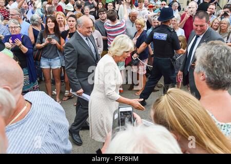 Honiton, Devon, UK.  18th July 2018.   The Duke and Duchess of Cornwall visit the Gate to Plate food market at Honiton in Devon.  Picture Credit: Graham Hunt/Alamy Live News Stock Photo