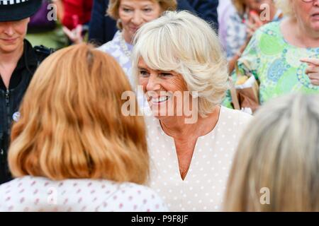 Honiton, Devon, UK.  18th July 2018.   The Duke and Duchess of Cornwall visit the Gate to Plate food market at Honiton in Devon.  Picture Credit: Graham Hunt/Alamy Live News Stock Photo