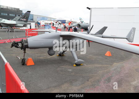The aircraft manufacturers and suppliers displayed their latest technology at the stands. During the flying display the aircraft showed their agility and manoeuvrability of their latest aircraft during today's flying display. Credit: Uwe Deffner/Alamy Live News Stock Photo