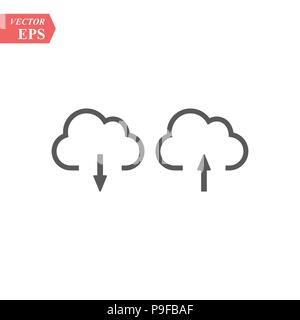 Cloud download and upload icon flat. Black pictogram on white background. Vector illustration symbol and bonus button open and closed lock, folder. ep Stock Vector