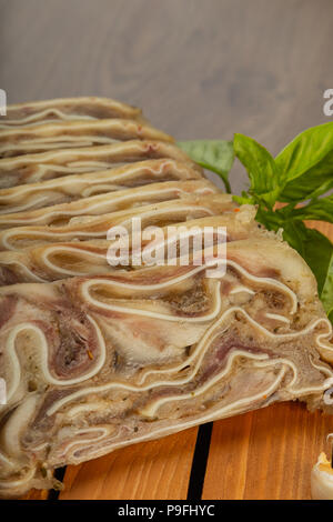 Home-made meat loaf on a wooden surface. Stock Photo