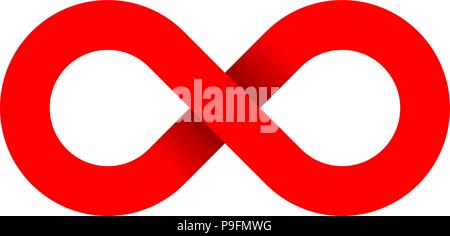 infinity symbol red - simple with shadow - isolated - vector illustration Stock Vector