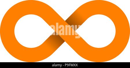 infinity symbol orange - simple with shadow - isolated - vector illustration Stock Vector