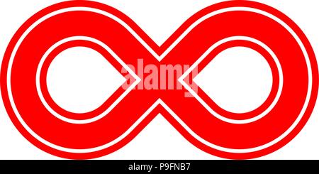 infinity symbol red - outlined - isolated - vector illustration Stock Vector