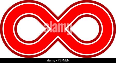 infinity symbol red - outlined - isolated - vector illustration Stock Vector