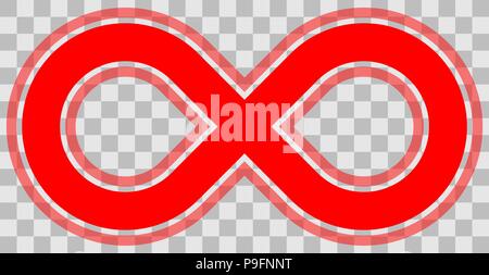 infinity symbol red - outlined with transparency eps 10 - isolated - vector illustration Stock Vector