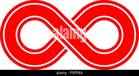 infinity symbol red - outlined with discontinuation - isolated - vector illustration Stock Vector