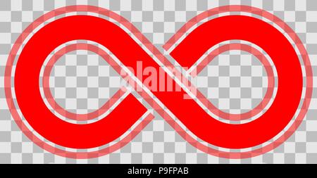 infinity symbol red - outlined with discontinuation and transparency eps 10 - isolated - vector illustration Stock Vector