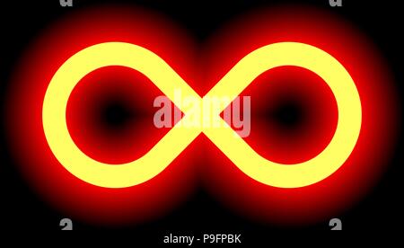 infinity symbol yellow red light - color tint glow with transparency eps 10 - isolated - vector illustration Stock Vector