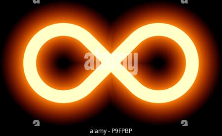 infinity symbol orange light - color tint glow with transparency eps 10 - isolated - vector illustration Stock Vector