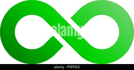 infinity symbol green - gradient with discontinuation - isolated - vector illustration Stock Vector