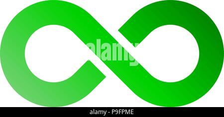 infinity symbol green - gradient with discontinuation - isolated - vector illustration Stock Vector