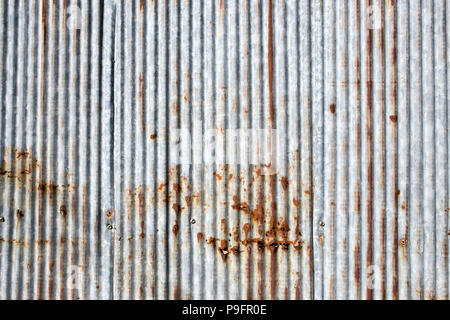 old fence with zinc and rust texture for background. Stock Photo