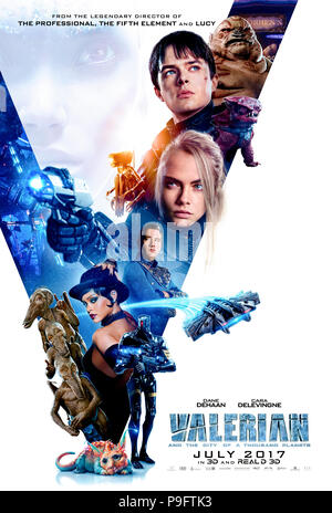 Valerian and the City of a Thousand Planets (2017) directed by Luc Besson and starring Dane DeHaan, Cara Delevingne, Clive Owen and Rihanna. No expense spared big screen adaptation of the French comic book series Valérian and Laureline. Stock Photo