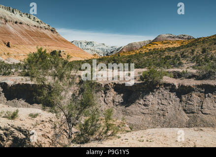 Takyr in Aktau white mountains in Altyn-Emel National Park, Kazakhstan Stock Photo