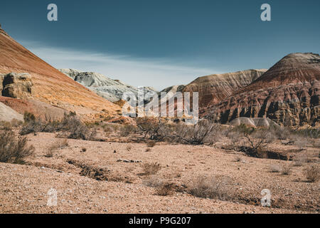 Takyr in Aktau white mountains in Altyn-Emel National Park, Kazakhstan Stock Photo