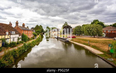 Barges on the Kennet & Avon Canal in Hungerford, Berkshire, UK taken on 17 July 2018 Stock Photo