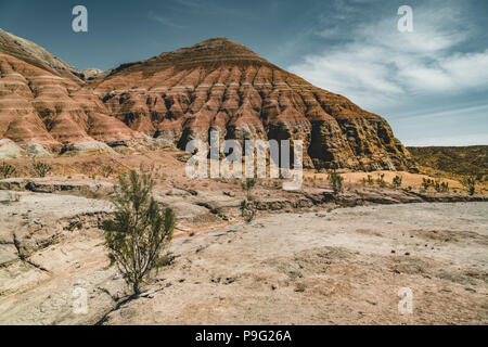 Takyr in Aktau white mountains in Altyn-Emel National Park, Kazakhstan Stock Photo