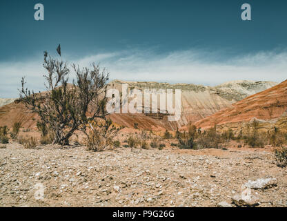 Takyr in Aktau white mountains in Altyn-Emel National Park, Kazakhstan Stock Photo